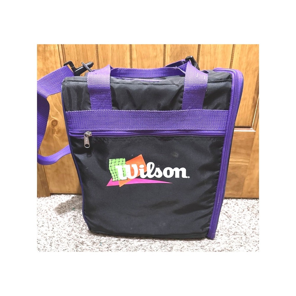 Vintage Wilson Club Tote Tennis Bag Black Purple 90s Sports Gym Travel‎